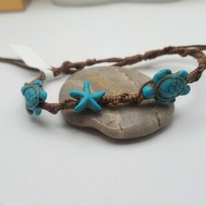 Nautical‎ turquoise sea turtles bracelet B1838